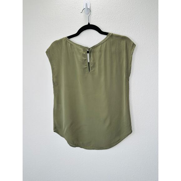 Joie Olive Green Round Neck Front Pocket Sleeveless Keyhole Back Blouse XS - Picture 10 of 12